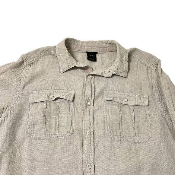 NAU Hemp Blend Gauze Lightweight Button Down Long Sleeve Shirt Men's Large - Picture 2 of 6